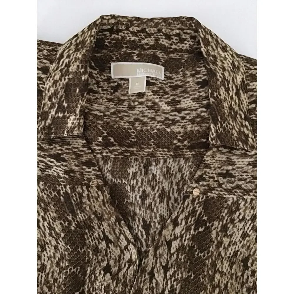 MICHAEL KORS animal snake print sleeveless cowl neck blouse long sleeve Size 4 - Picture 5 of 8